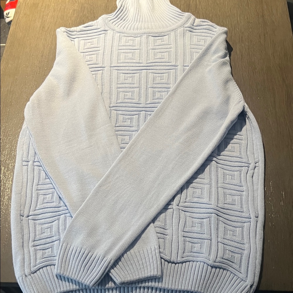 Elegant Sky Blue Turtleneck Sweater - Picture 2 of 10